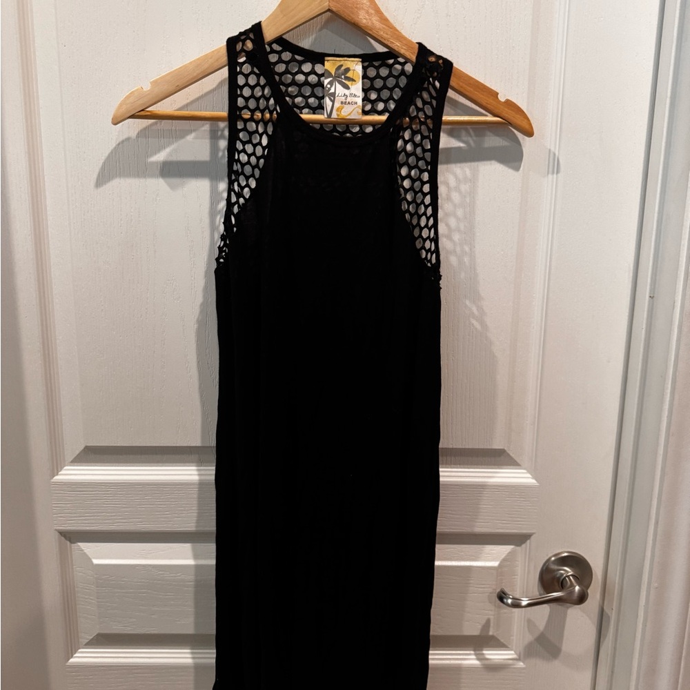 Lily Bleu Black Sleeveless Mesh Coverup